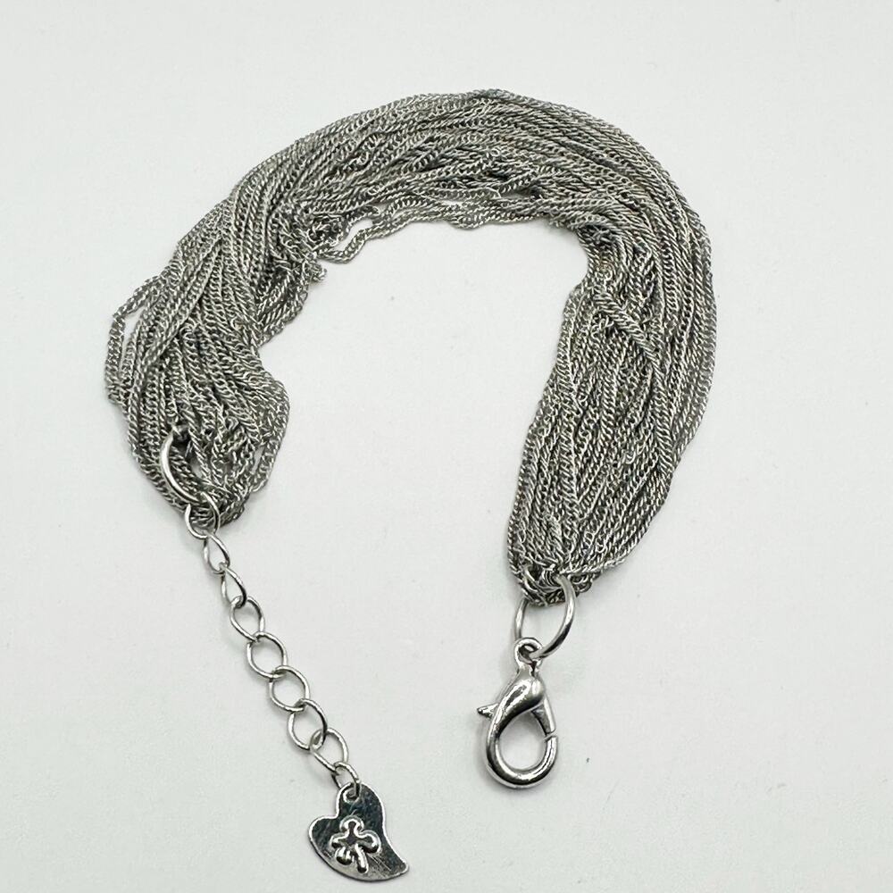 Multistrand silver tone chain bracelet Casual Jewelry Heart Clover tag